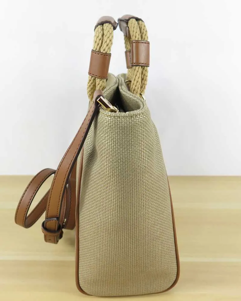 Talia Small Metallic Cotton Canvas Tote Bag