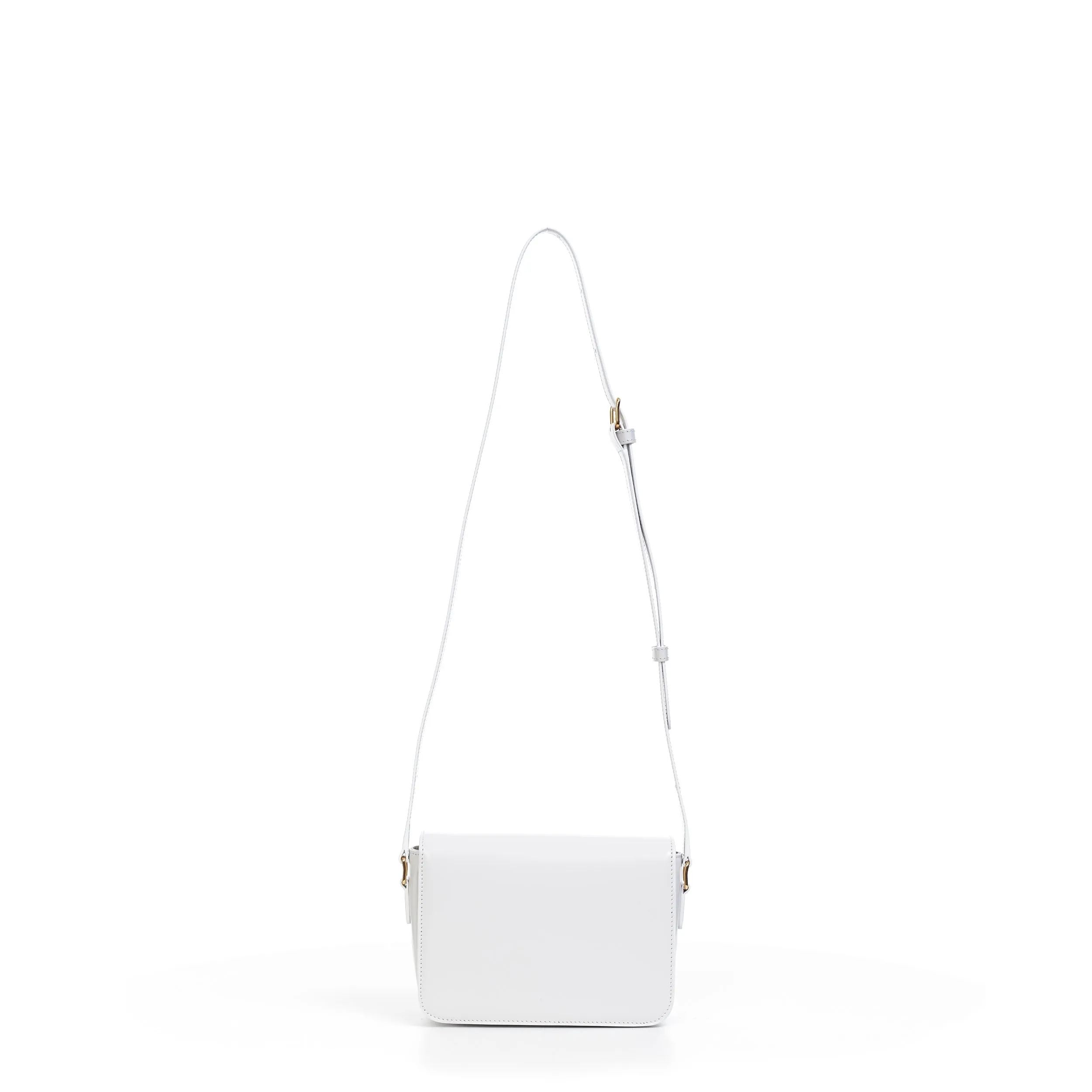 Teen Triomphe Bag In Arctic White Shiny Calfskin