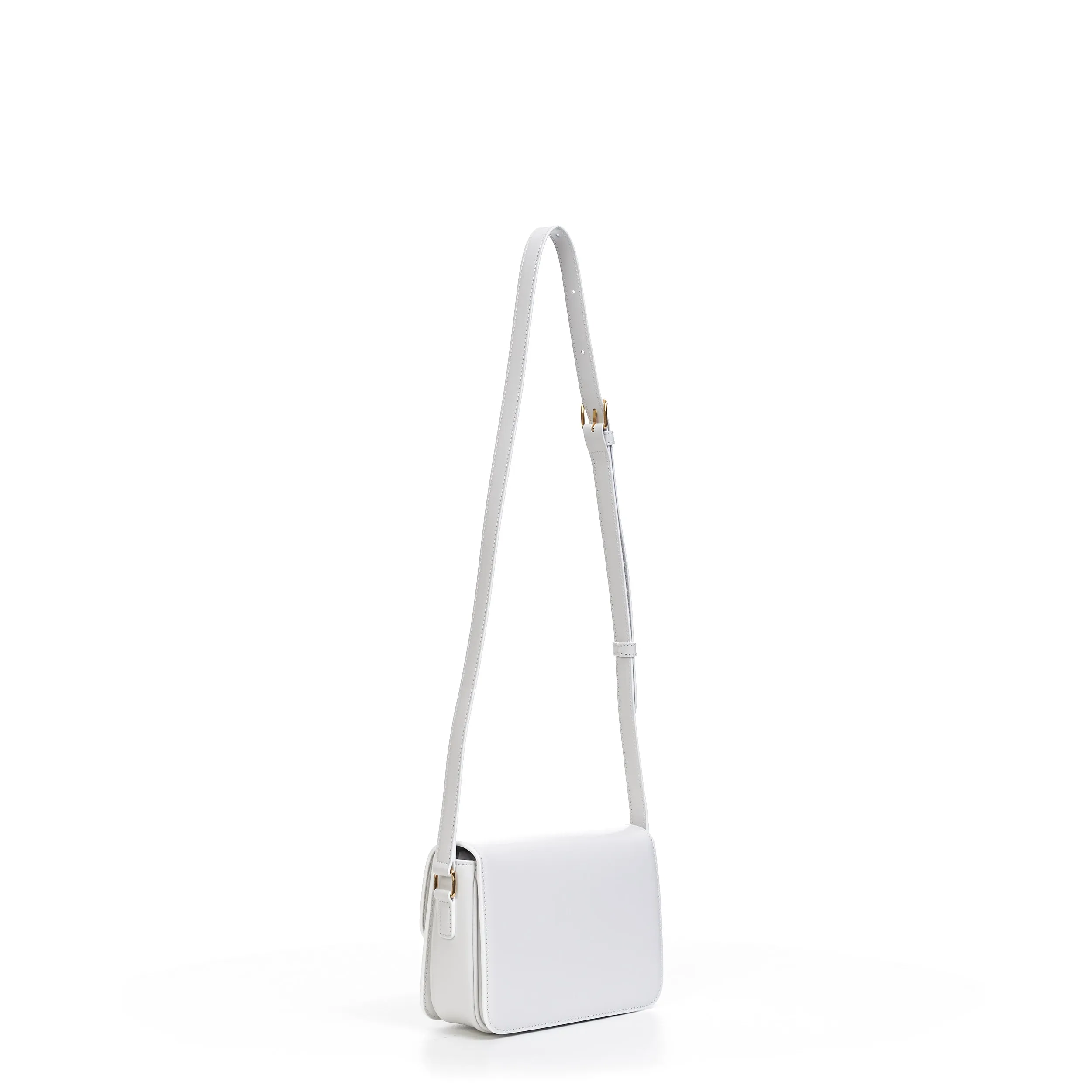 Teen Triomphe Bag In Arctic White Shiny Calfskin