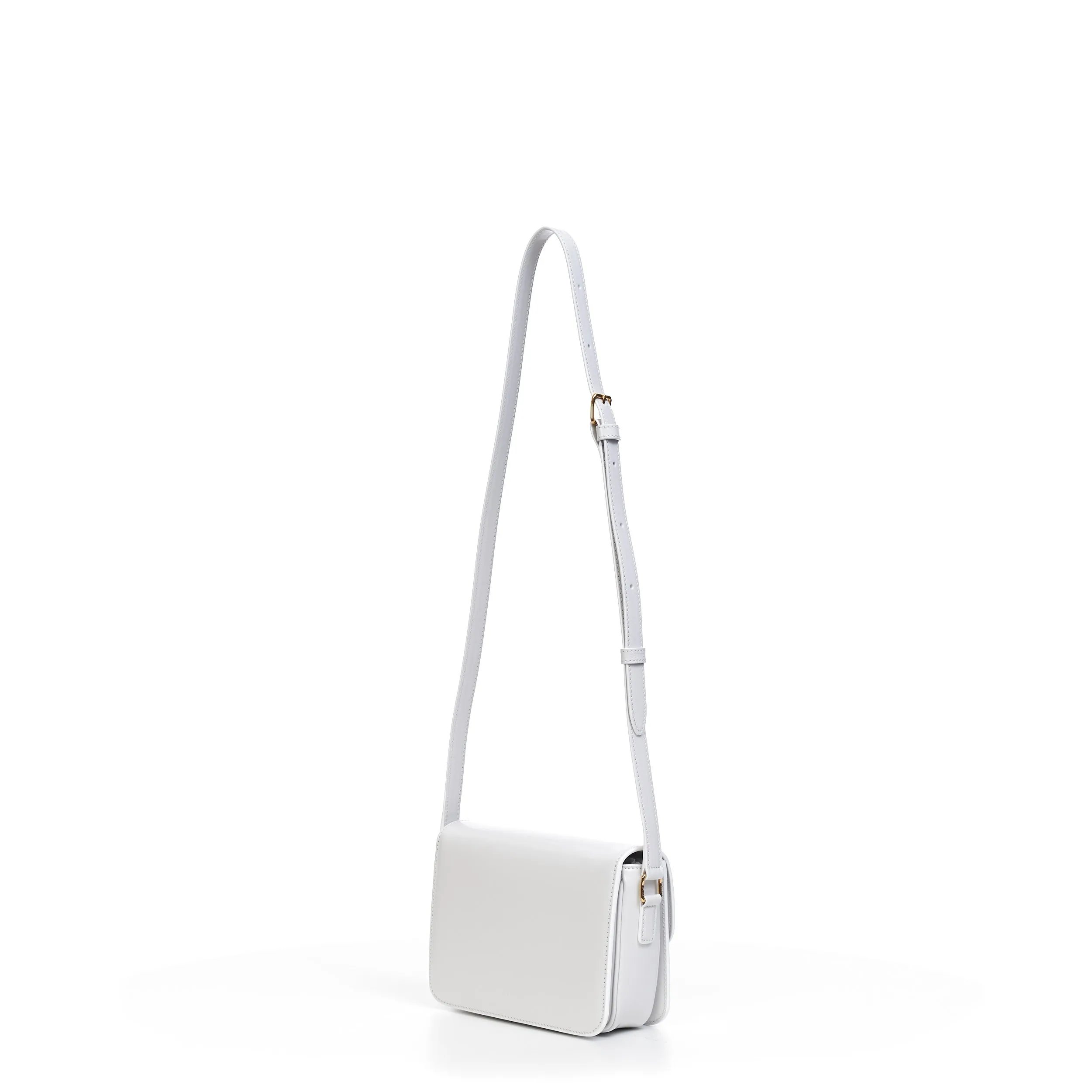 Teen Triomphe Bag In Arctic White Shiny Calfskin