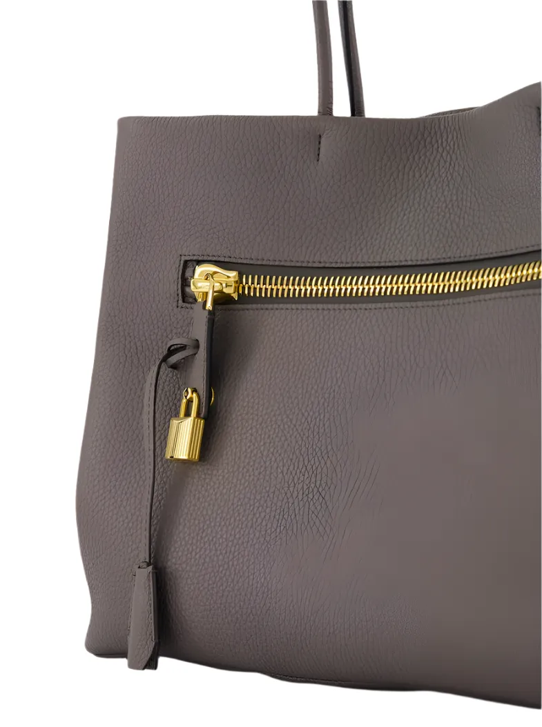 Tom Ford Womens Grain Leather Large Tote Bag In Gray