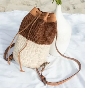 Transito Woven Mini Backpack - Brown-White