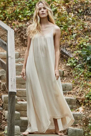 Tulum Lightweight Gauze Low Back Maxi, Oatmeal