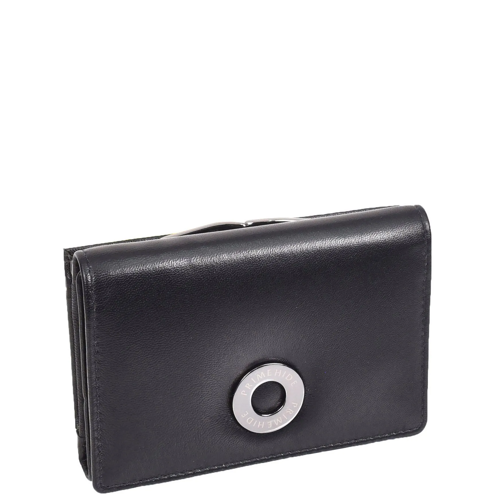 Womens Leather Purse Trifold Metal Clasp Cash Coins Cards Wallet A209 Black