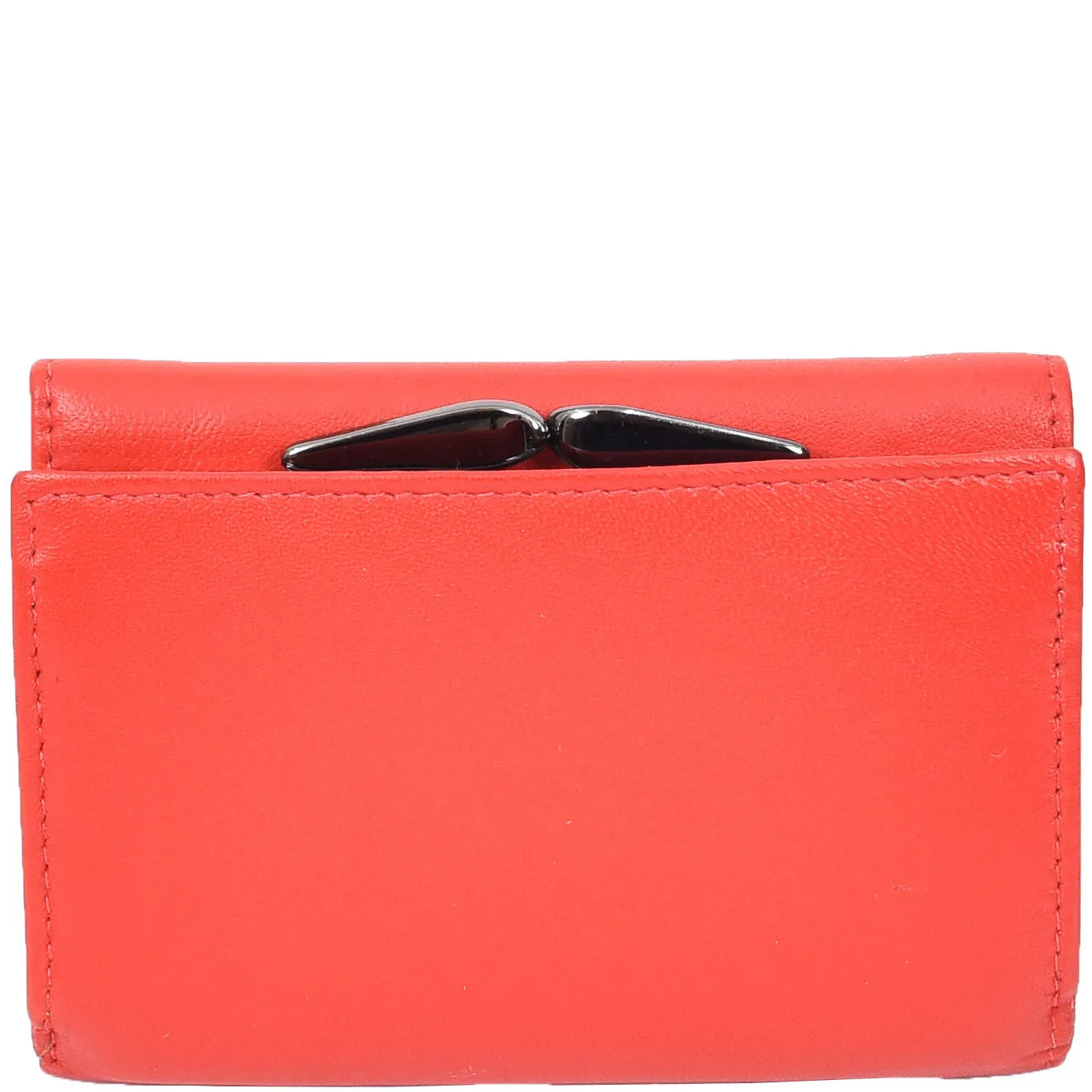 Womens Leather Purse Trifold Metal Clasp Cash Coins Cards Wallet A209 Red