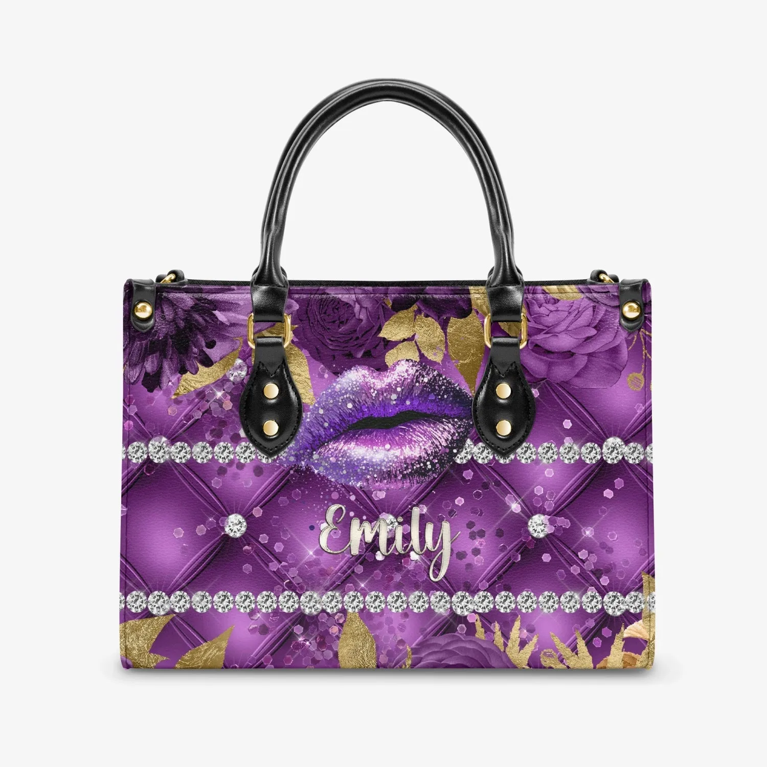 Women's Tote Bag - Purple Floral, Lips, Personalised