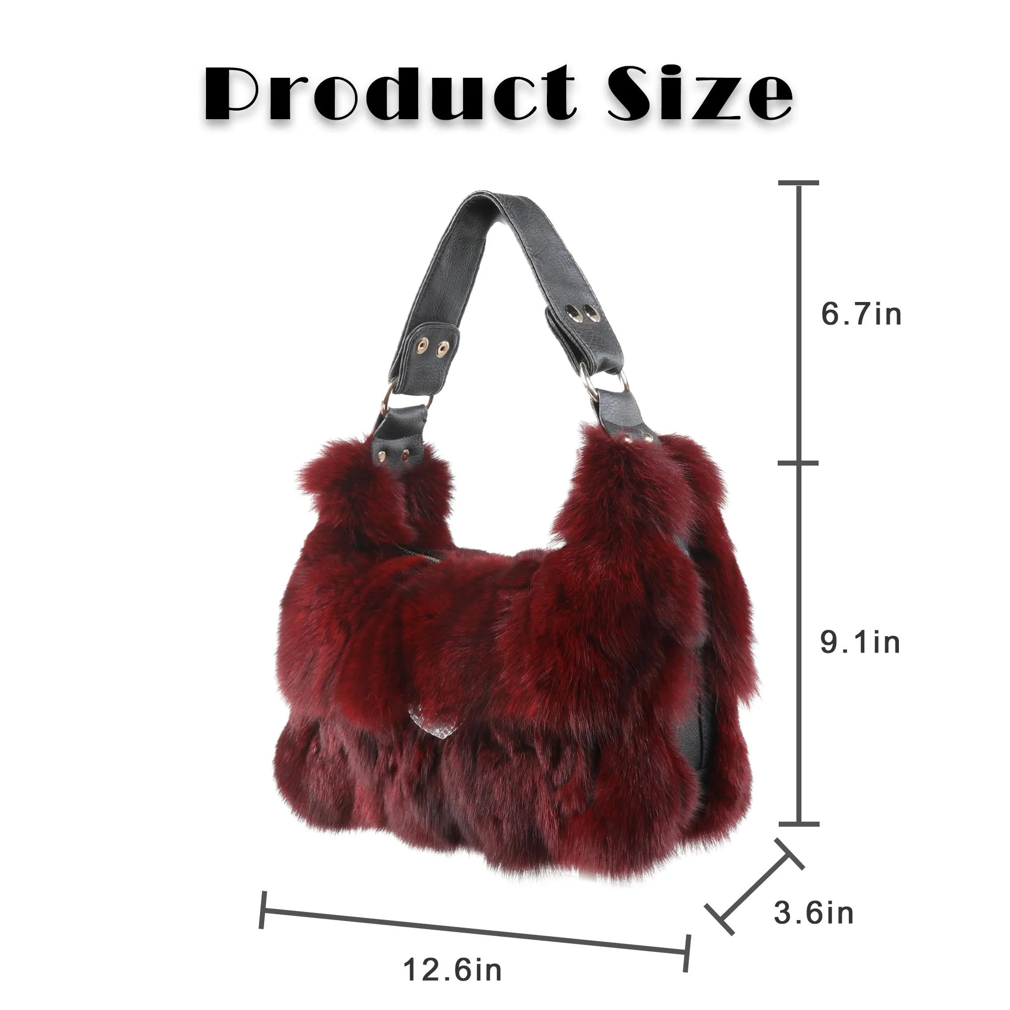 Women's Winter Fox Shoulder Handbags Hand Bag for Women Leather Top Handle Ladies Zipper Soft Stylish Fashion Bag