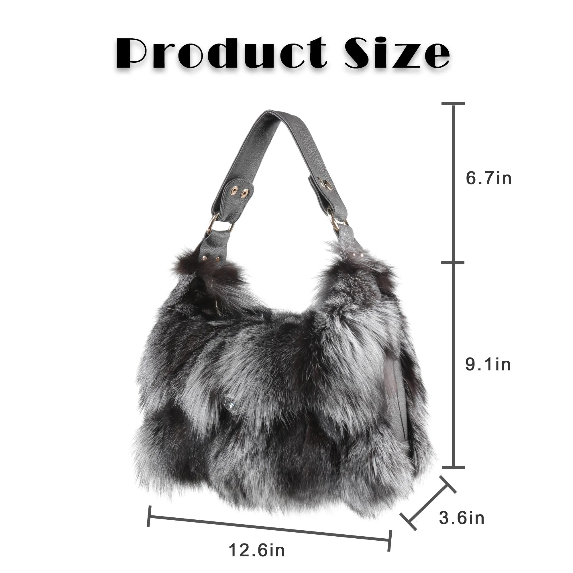 Women's Winter Fox Shoulder Handbags Hand Bag for Women Leather Top Handle Ladies Zipper Soft Stylish Fashion Bag