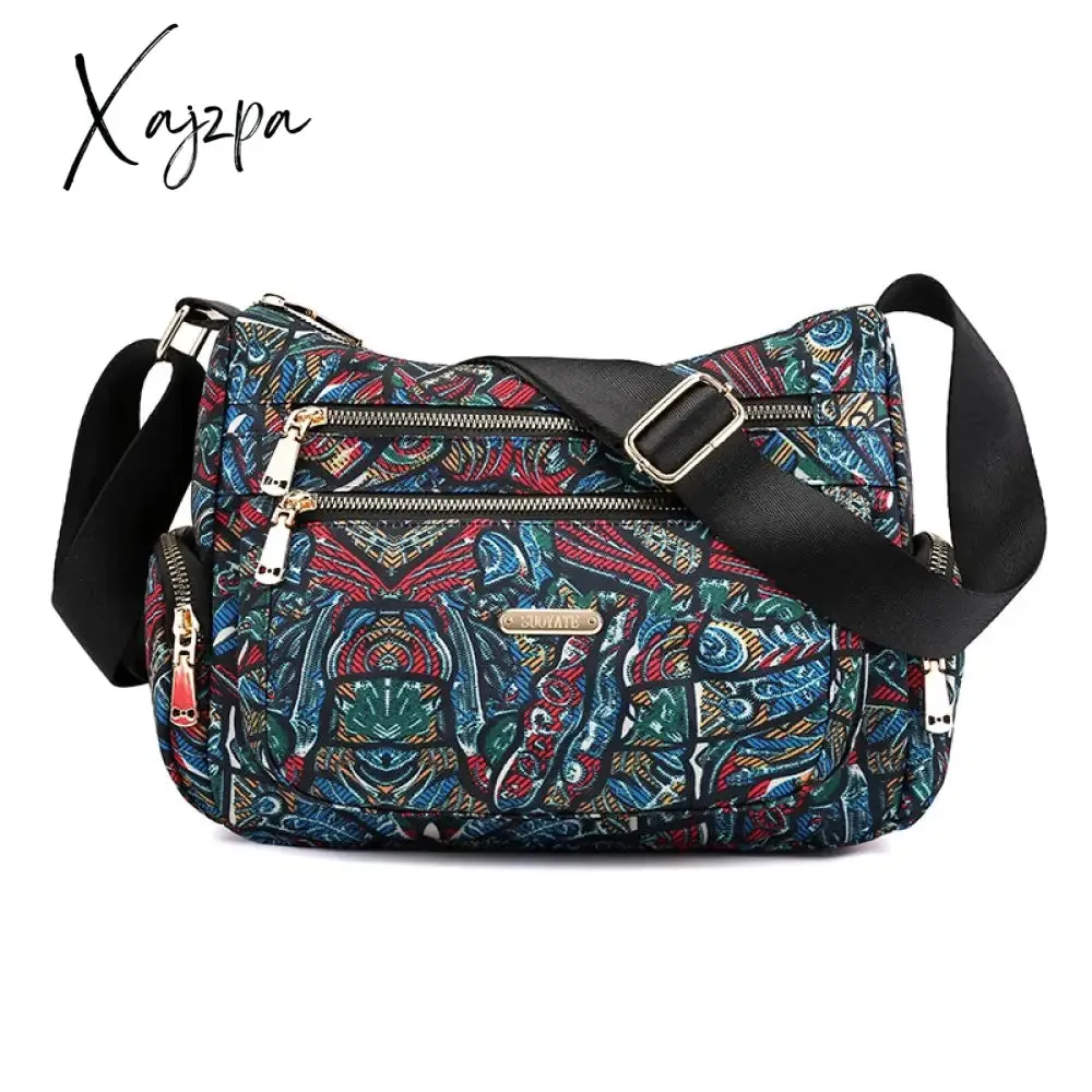 Xajzpa - Fashion Floral Shoulder Bag Women Nylon Waterproof Soft Zipper Crossbody Hobos Multi-Pocket Versatile Travel Bolsa Feminina