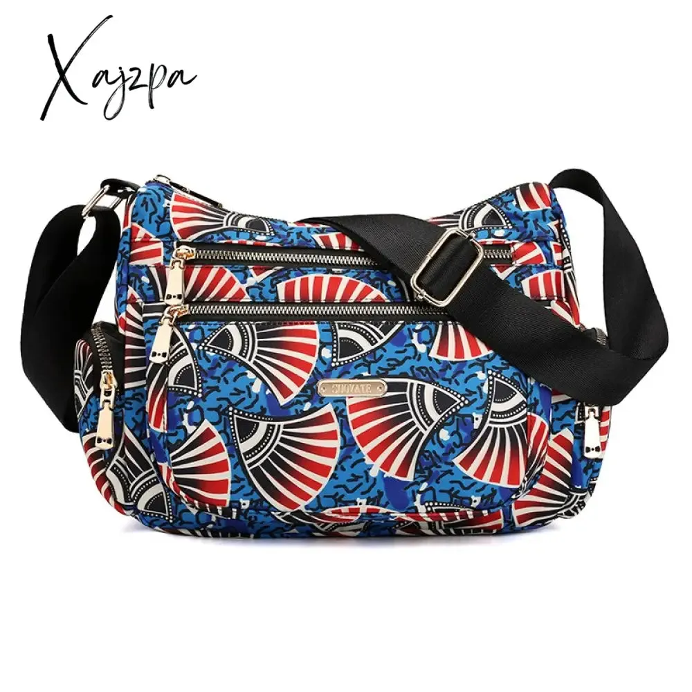 Xajzpa - Fashion Floral Shoulder Bag Women Nylon Waterproof Soft Zipper Crossbody Hobos Multi-Pocket Versatile Travel Bolsa Feminina