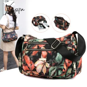 Xajzpa - Fashion Floral Shoulder Bag Women Nylon Waterproof Soft Zipper Crossbody Hobos Multi-Pocket Versatile Travel Bolsa Feminina