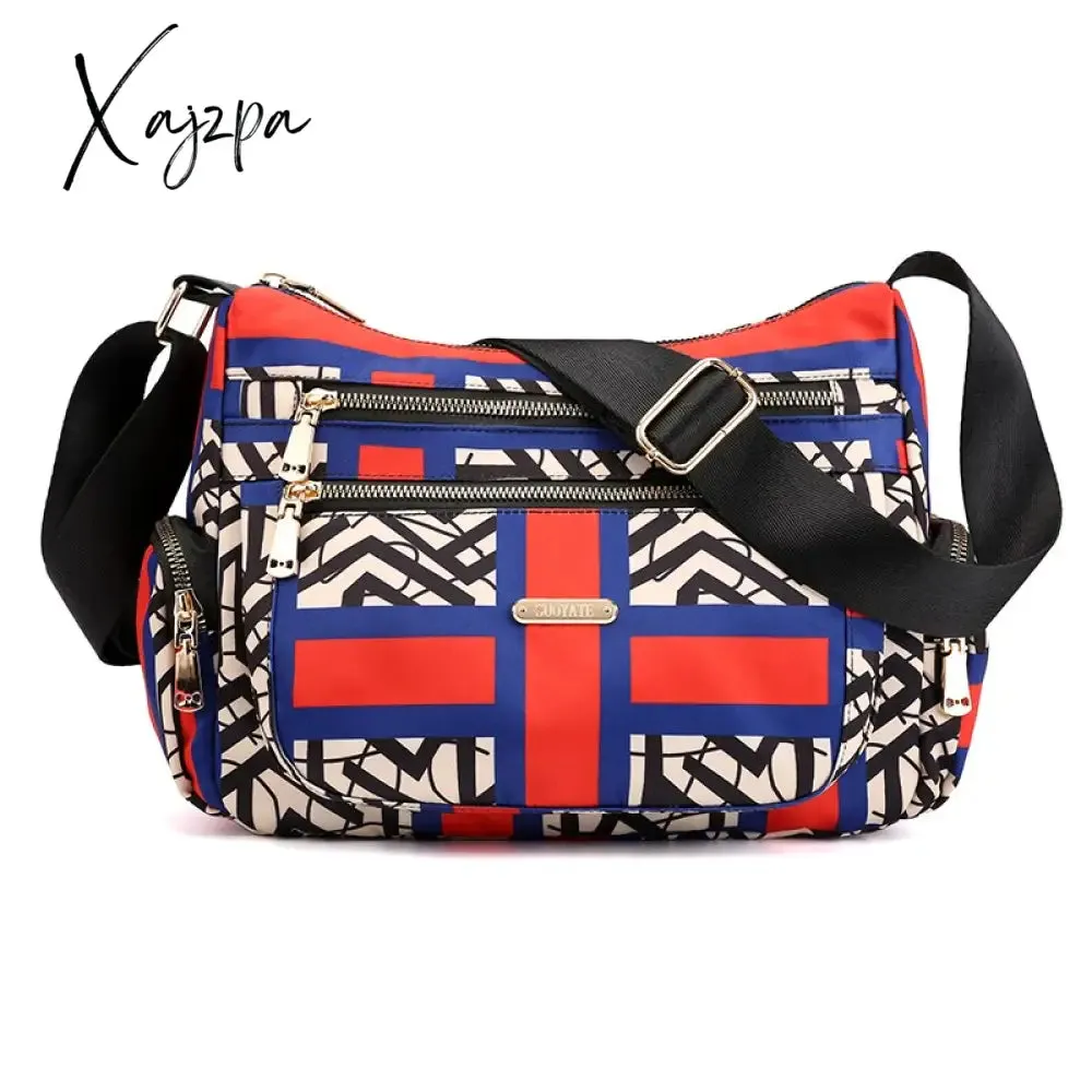 Xajzpa - Fashion Floral Shoulder Bag Women Nylon Waterproof Soft Zipper Crossbody Hobos Multi-Pocket Versatile Travel Bolsa Feminina